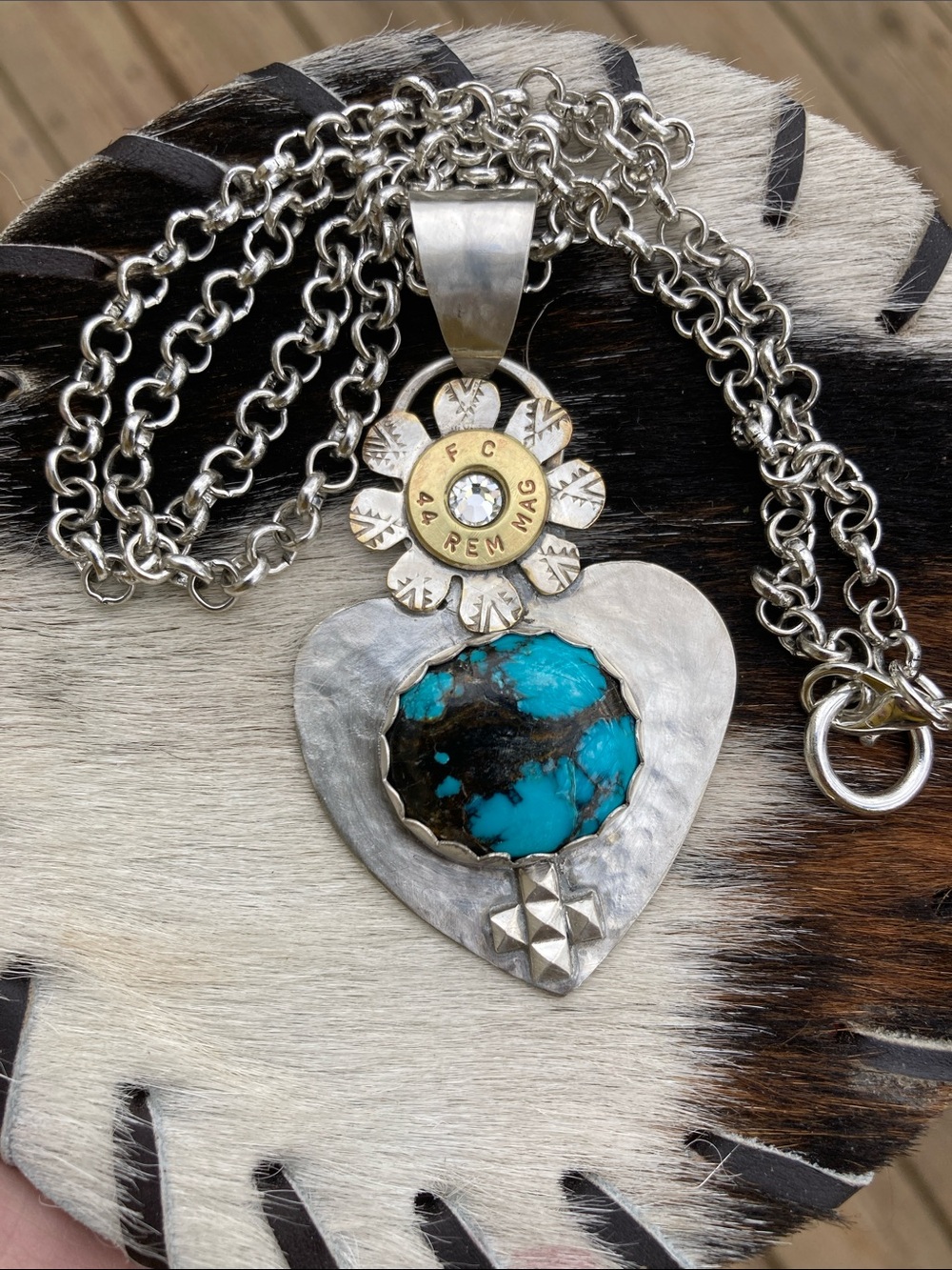 Sterling Heart Necklace with Turquoise